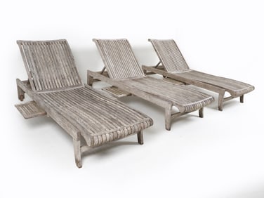 (3) SMITH & HAWKEN TEAK OUTDOOR CHASE LOUNGES