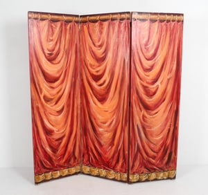 VINTAGE PAINTED FOLDING ROOM DIVIDER SCREEN