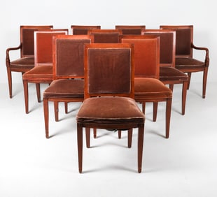 (10) REGENCY STYLE MAHOGANY & MOHAIR DINING CHAIRS