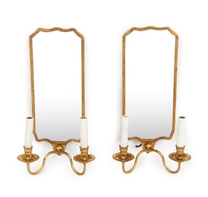 PAIR VAUGHAN SWEDISH STYLE GILT WALL SCONCES