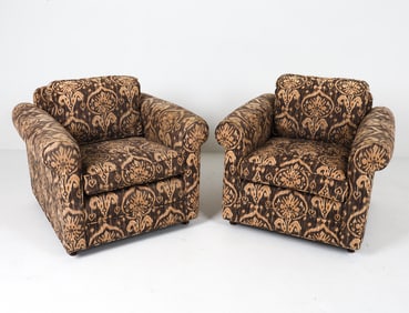 PAIR OF CONTEMPORARY DOWN FILLED LOUNGE CHAIRS