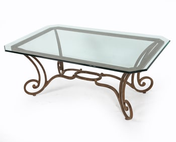 WROUGHT IRON & GLASS TOP COFFEE TABLE