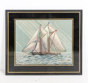 VINTAGE SAILING SHIP NAUTICAL NEEDLEPOINT