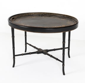VICTORIAN STYLE EBONIZED TRAY TABLE