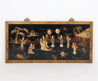 CHINESE DECORATIVE LACQUERED PANEL