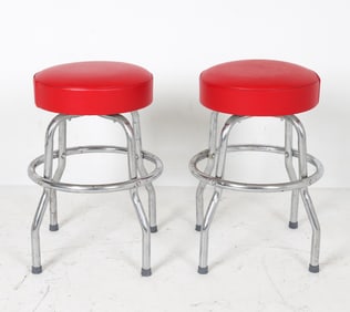 PAIR RICHARDSON SEATING CORP. RETRO LEATHER STOOLS