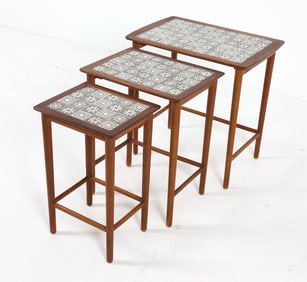 MID-CENTURY DANISH TEAK & TILE NESTING TABLES