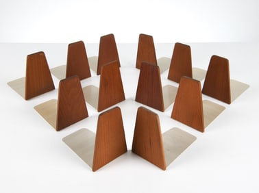 KAI KRISTIANSEN TEAK BOOKEND GROUPING C. 1960S
