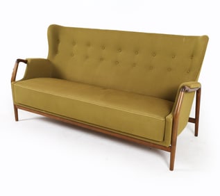 KURT OLSEN BEECH & WOOL DANISH SOFA C. 1960S