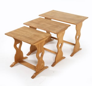 HENNING KJAERNULF STYLE DANISH OAK NESTING TABLES
