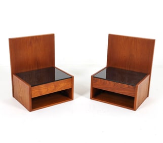 PAIR HANS WEGNER DANISH TEAK NIGHT STANDS C. 1960S