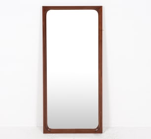 ILLUMS BOLIGHUS DANISH TEAK WALL MIRROR C. 1960S