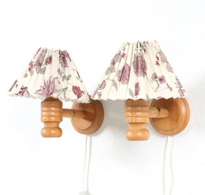 PAIR OF SWEDISH PINE WALL SCONCES C. 1970S