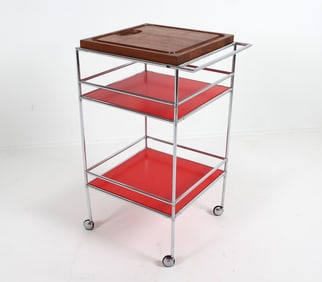 SCANDINAVIAN SERVING TROLLEY W/ CUTTING BOARD