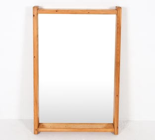 SWEDISH BRUTALIST PINE WALL MIRROR C.1970S