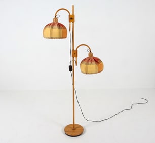 SWEDISH ADJUSTABLE PINE FLOOR LAMP C. 1970S