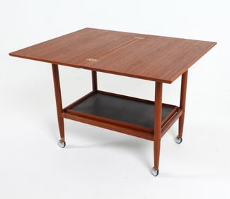 GRETE JALK FLIP TOP ROLLING SIDE TABLE C. 1970S