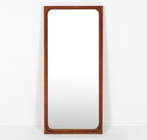 ILLUMS BOLIGHUS DANISH TEAK WALL MIRROR C. 1960S