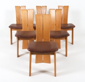 (6) CJ ROSENGAARDEN OAK HIGHBACK SIDE CHAIRS