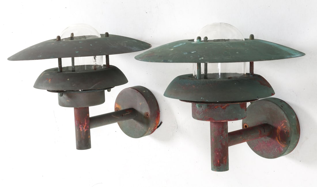 PAIR OF NORDLUX COPPER OUTDOOR SCONCES C. 1970S (1 of 11)