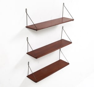 DANISH BEECH WALL SHELF GROUPING C. 1960S