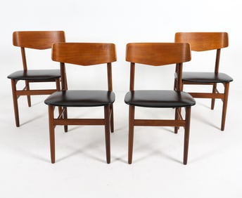 (4) SCANDINAVIAN TEAK & LEATHER DINING CHAIRS