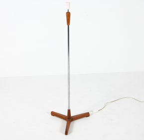 DANISH TEAK & STEEL FLOOR LAMP C. 1970S