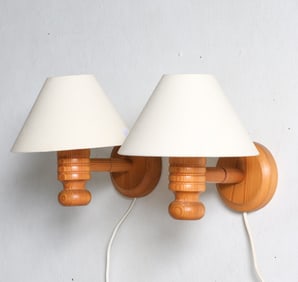 PAIR OF SWEDISH PINE WALL SCONCES C. 1970S