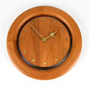 MID-CENTURY DANISH TEAK WALL CLOCK C. 1960S
