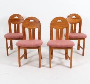 (4) DAUMILLER STYLE PINE DINING CHAIRS C. 1970S