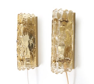 LYFA GLASS & BRASS WALL SCONCES C. 1960S