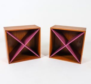 PAIR OF DANISH TEAK WALL CUBBY SHELVES C. 1960S