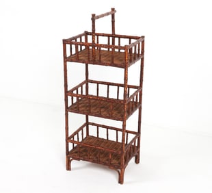 MID-CENTURY BAMBOO & RATTAN SHELF C. 1960S