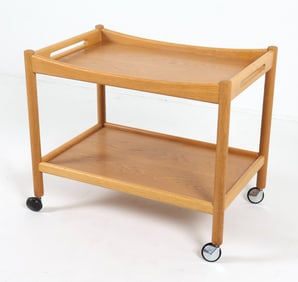 HANS WEGNER DANISH OAK BAR CART C. 1960S