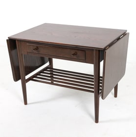 DANISH OAK DROP-LEAF SIDE TABLE C. 1960S