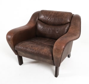 MADSEN SCHUBELL STYLE DANISH LEATHER LOUNGE CHAIR