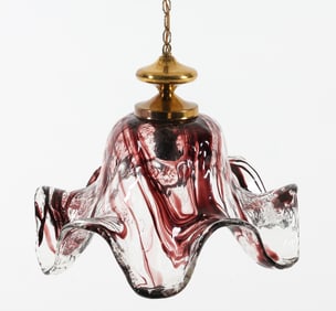 ORREFORS SWEDISH ART GLASS PENDANT LIGHT C. 1960S