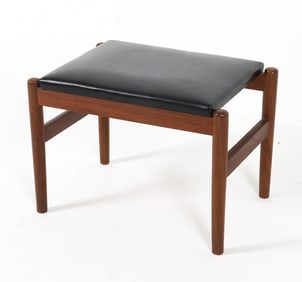 SPOTTRUP DANISH TEAK & LEATHER STOOL C. 1960S