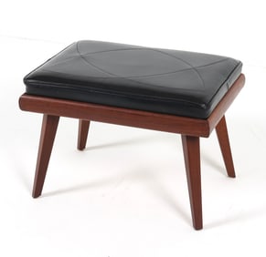 DANISH TEAK & LEATHER OTTOMAN C. 1960S