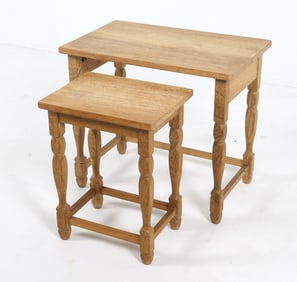 (2) KJAERNULF STYLE OAK TABLE GROUP C. 1970S