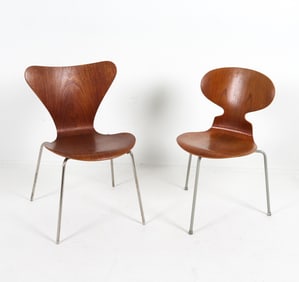 (2) ARNE JACOBSEN FOR FRITZ HANSEN TEAK CHAIRS