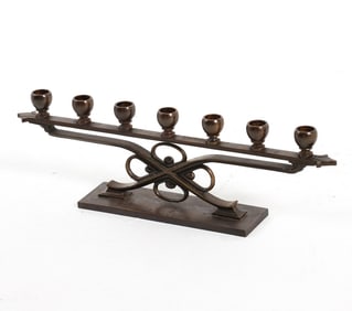 ART DECO DANISH BRASS CANDLE HOLDER C. 1930S