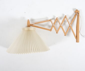 DANISH BEECH SCISSOR WALL LAMP C. 1970S