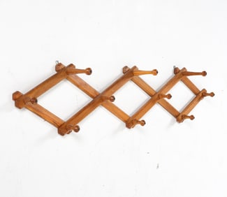DANISH TEAK ACCORDION WALL COAT RACK C. 1960S