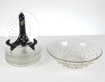 KOSTA BODA SPOTTED PLATES AND BOWL GROUPING