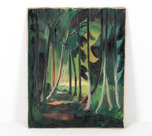 DANISH MID-CENTURY ABSTRACT LANDSCAPE O/C PAINTING