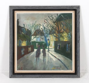 DANISH IMPRESSIONIST CITY SCENE O/C 20TH C.