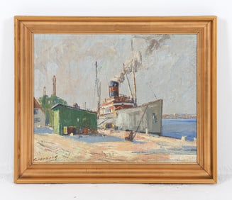 SCANDINAVIAN MID-CENTURY SHIP PAINTING O/C