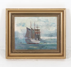 DANISH SEASCAPE SHIP PAINTING O/B 20TH C.