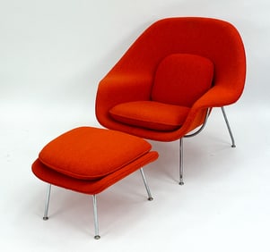 EERO SAARINEN FOR KNOLL WOMB CHAIR WITH OTTOMAN